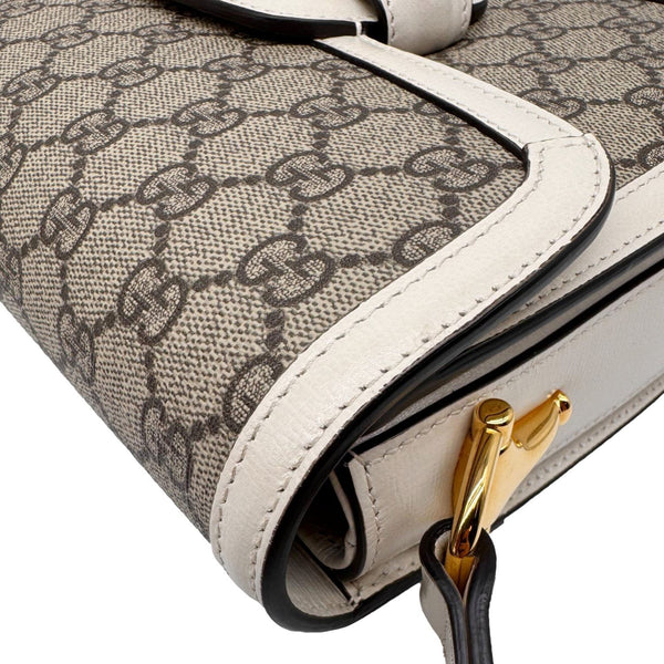 GUCCI Horsebit 1955 GG Supreme Canvas Shoulder Bag Beige 602204