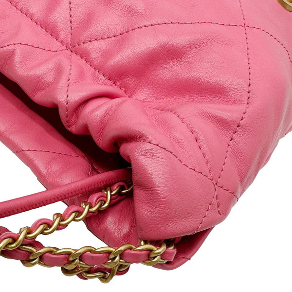 CHANEL 22 Mini Hobo Quilted Leather Crossbody Bag Pink
