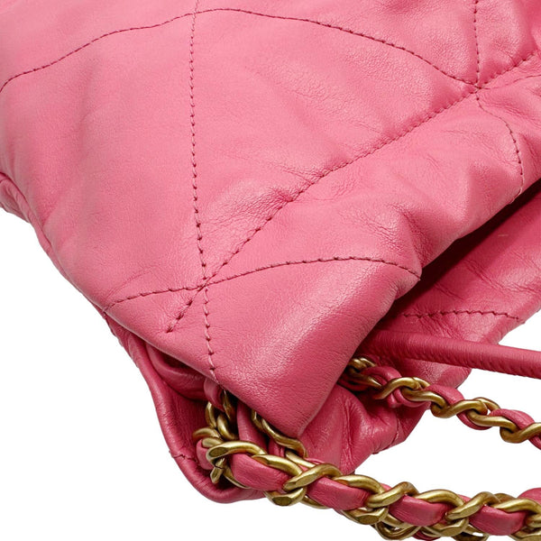 CHANEL 22 Mini Hobo Quilted Leather Crossbody Bag Pink