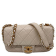 CHANEL Crystal Pearls Rectangular Flap Mini Quilted Leather Chain Crossbody Bag Cream