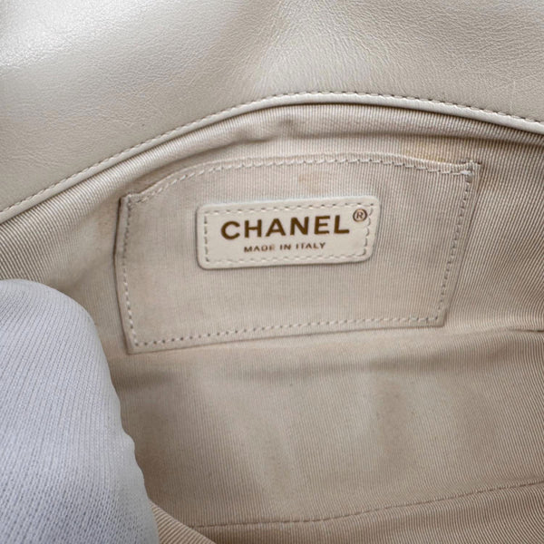 CHANEL Crystal Pearls Rectangular Flap Mini Quilted Leather Chain Crossbody Bag Cream