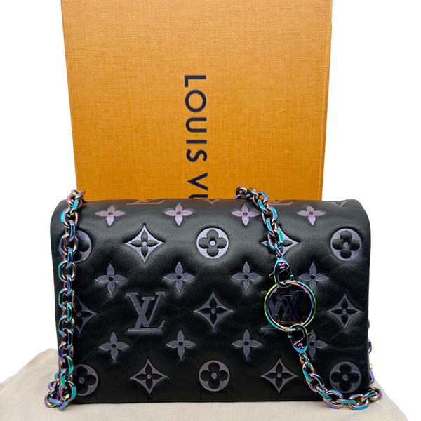 LOUIS VUITTON Coussin Monogram Embossed Pochette Crossbody Bag Black