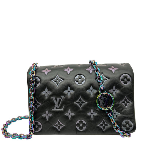 LOUIS VUITTON Coussin Monogram Embossed Pochette Crossbody Bag Black