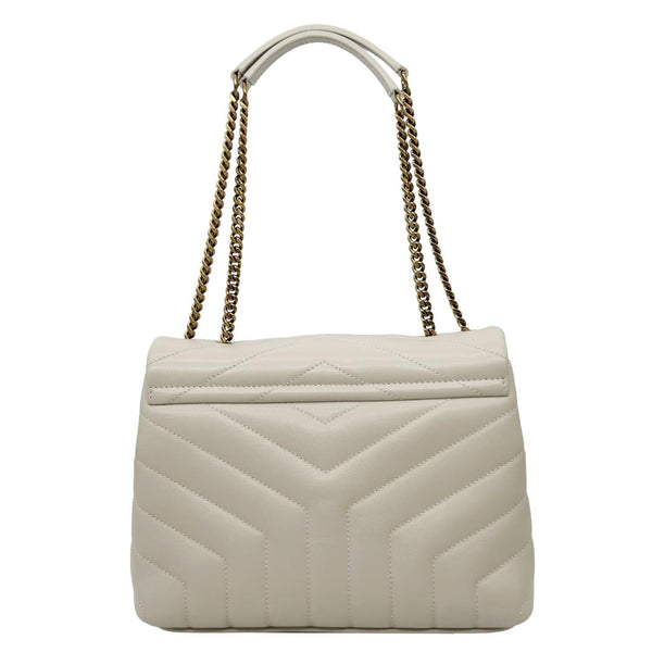 YVES SAINT LAURENT Loulou Quilted Calfskin Leather Shoulder Bag Off White