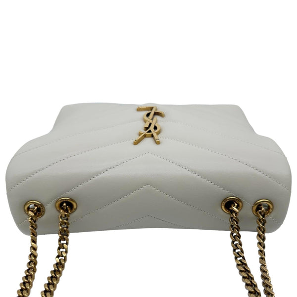 YVES SAINT LAURENT Loulou Quilted Calfskin Leather Shoulder Bag Off White