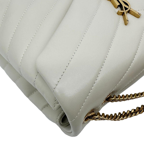 YVES SAINT LAURENT Loulou Quilted Calfskin Leather Shoulder Bag Off White