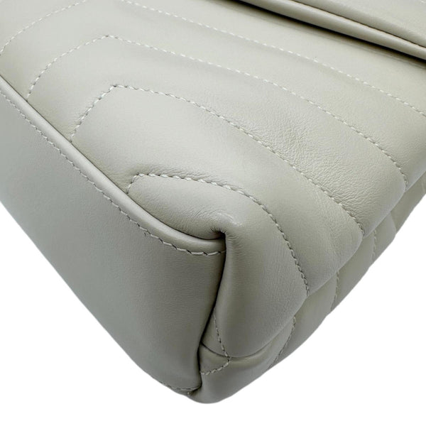 YVES SAINT LAURENT Loulou Quilted Calfskin Leather Shoulder Bag Off White