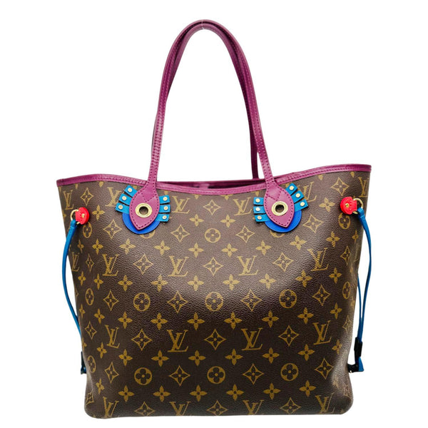 LOUIS VUITTON Neverfull MM Totem Monogram Canvas Shoulder Bag Magenta