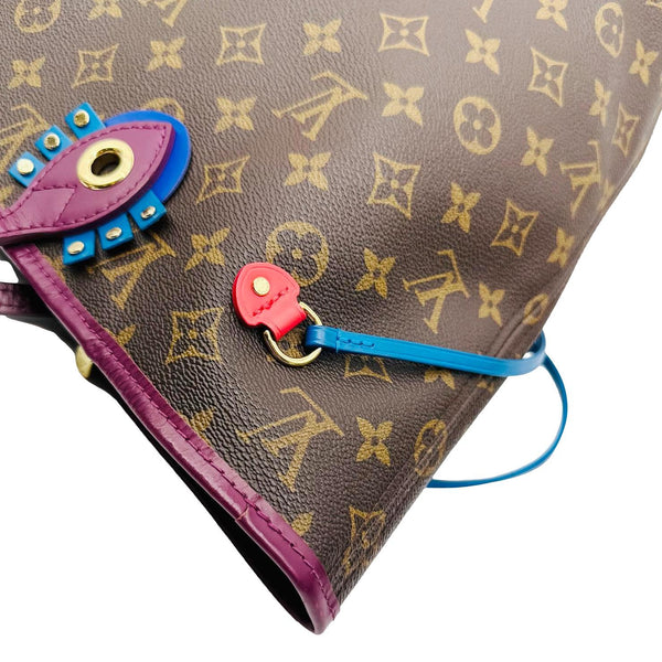 LOUIS VUITTON Neverfull MM Totem Monogram Canvas Shoulder Bag Magenta
