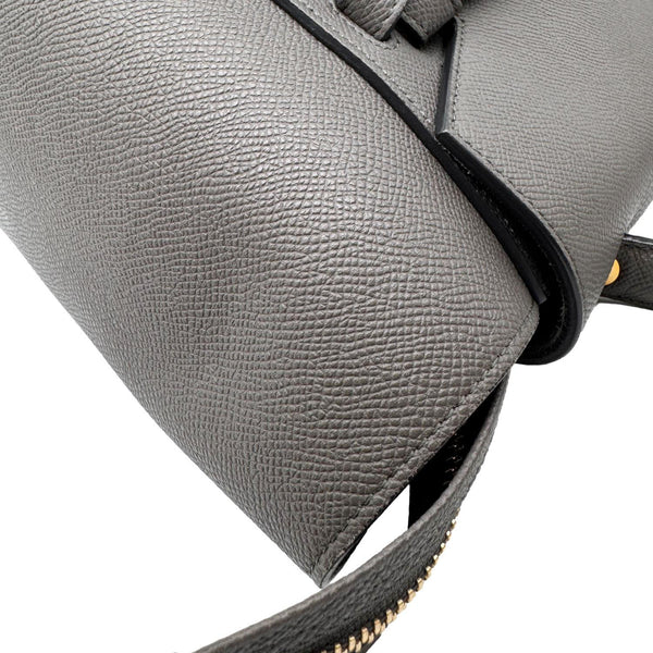 CELINE Mini Belt Grained Calfskin Leather 2Way Shoulder Bag Grey