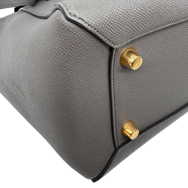 CELINE Mini Belt Grained Calfskin Leather 2Way Shoulder Bag Grey