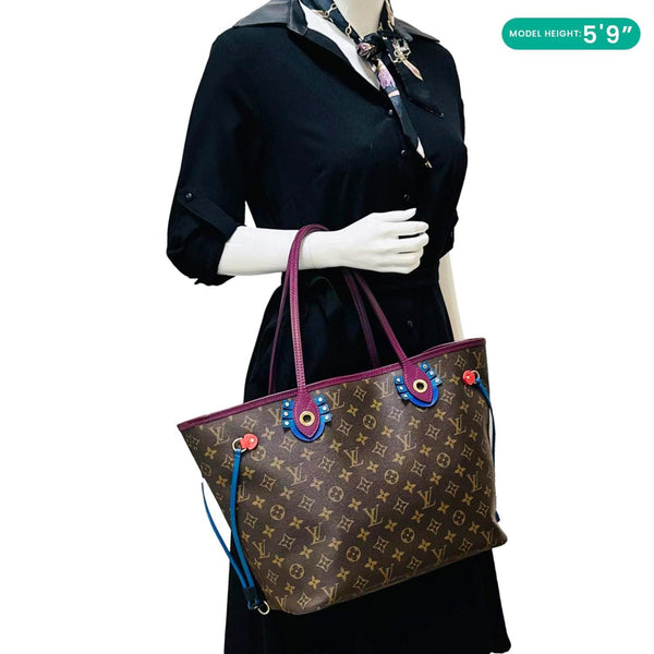 LOUIS VUITTON Neverfull MM Totem Monogram Canvas Shoulder Bag Magenta