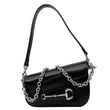 GUCCI Horsebit 1955 Asymmetric Mini Leather Shoulder Bag Black 774209