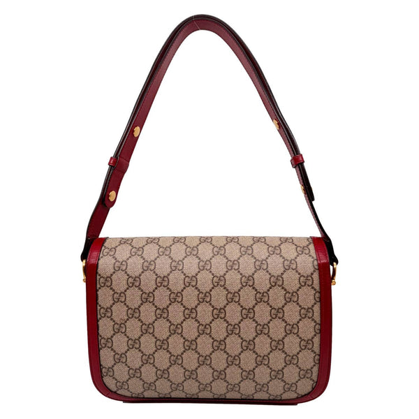 GUCCI Horsebit 1955 GG Supreme Canvas Shoulder Bag Red 602204