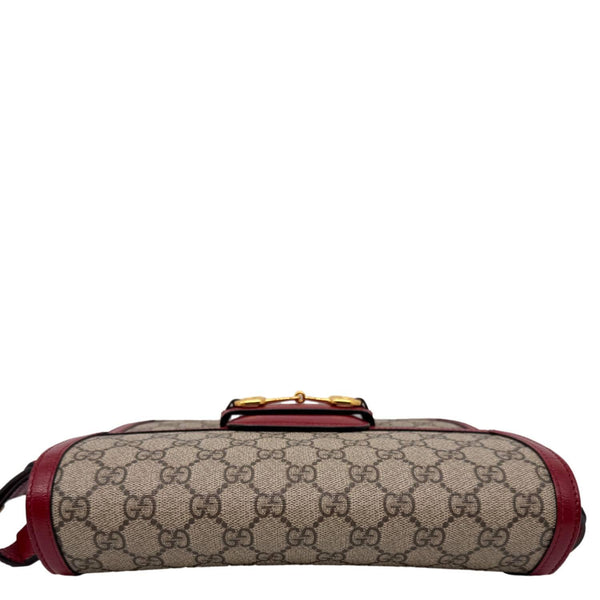 GUCCI Horsebit 1955 GG Supreme Canvas Shoulder Bag Red 602204