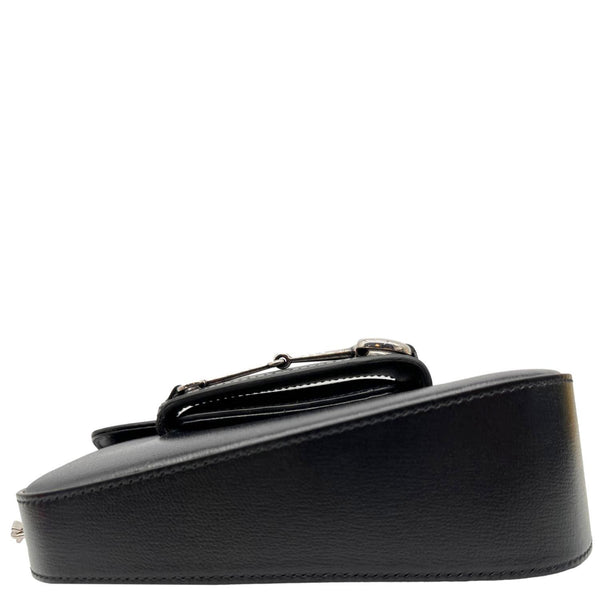 GUCCI Horsebit 1955 Asymmetric Mini Leather Shoulder Bag Black 774209