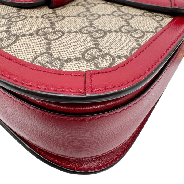 GUCCI Horsebit 1955 GG Supreme Canvas Shoulder Bag Red 602204