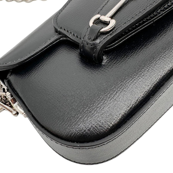 GUCCI Horsebit 1955 Asymmetric Mini Leather Shoulder Bag Black 774209