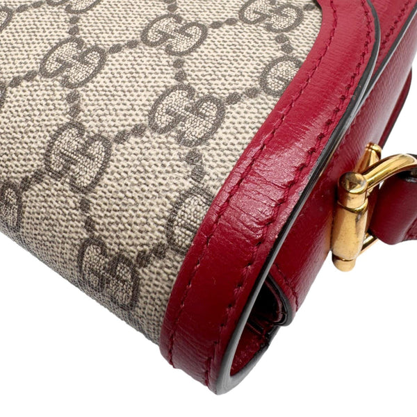 GUCCI Horsebit 1955 GG Supreme Canvas Shoulder Bag Red 602204