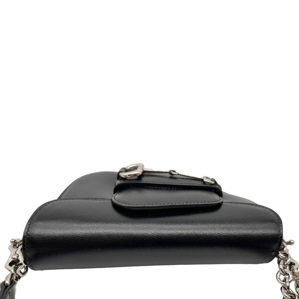 GUCCI Horsebit 1955 Asymmetric Mini Leather Shoulder Bag Black 774209