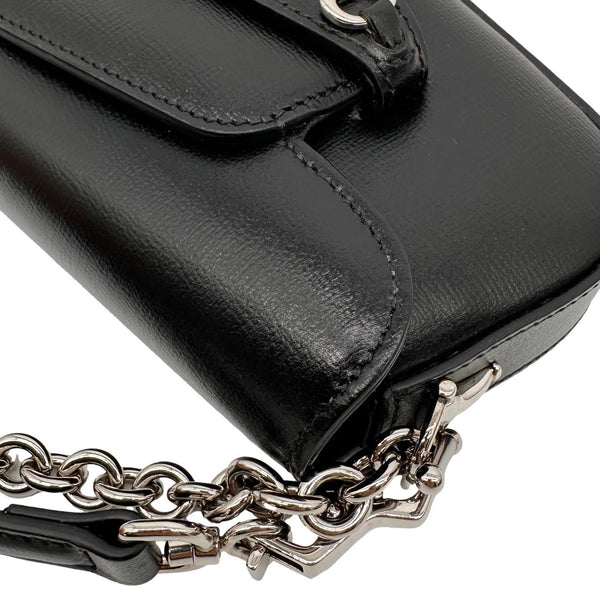 GUCCI Horsebit 1955 Asymmetric Mini Leather Shoulder Bag Black 774209