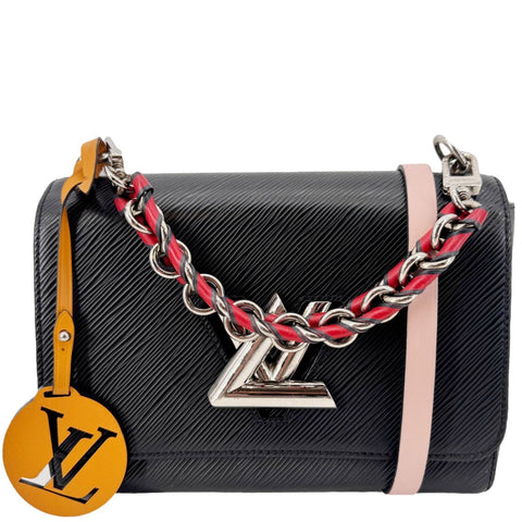 LOUIS VUITTON Twist MM Braided Handle Epi Leather Shoulder Bag Black