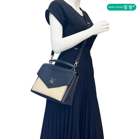 LOUIS VUITTON Mylockme Soft Calfskin Leather Top Handle Shoulder Bag Creme