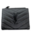 YVES SAINT LAURENT Monogram Grain De Poudre Chevron Leather Zipped Wallet Black