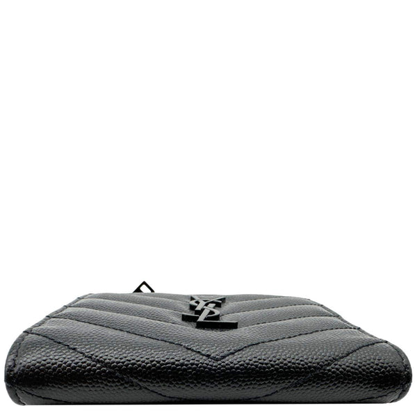 YVES SAINT LAURENT Monogram Grain De Poudre Chevron Leather Zipped Wallet Black