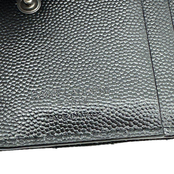 YVES SAINT LAURENT Monogram Grain De Poudre Chevron Leather Zipped Wallet Black