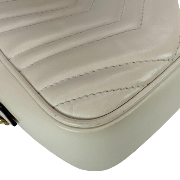 GUCCI GG Marmont Small Matelasse Chevron Leather Camera Bag Off White 447632