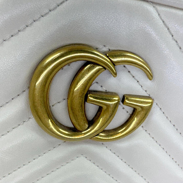 GUCCI GG Marmont Small Matelasse Chevron Leather Camera Bag Off White 447632