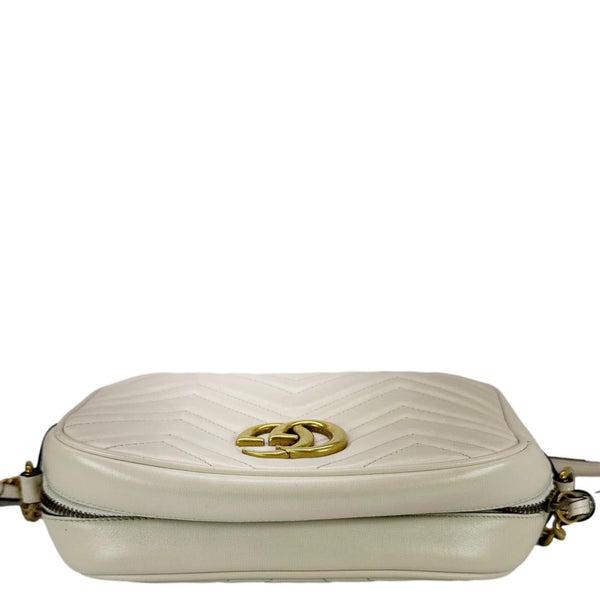 GUCCI GG Marmont Small Matelasse Chevron Leather Camera Bag Off White 447632