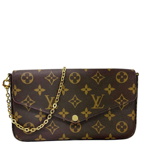 LOUIS VUITTON Felicie Pochette Monogram Canvas Crossbody Bag Brown
