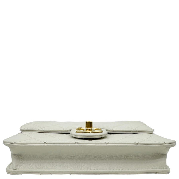 CHANEL Chic Pearls Flap Quilted Leather Shoulder Bag Off White