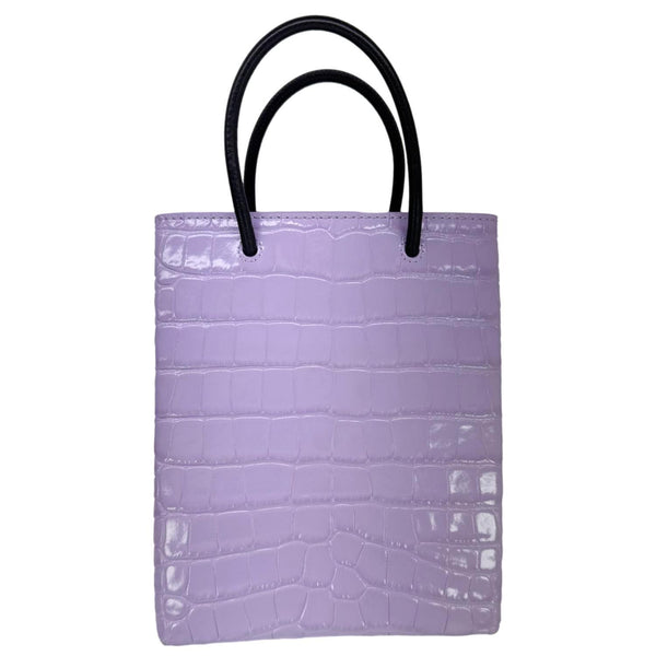 BALENCIAGA Small Leather Shopping Tote Bag Purple