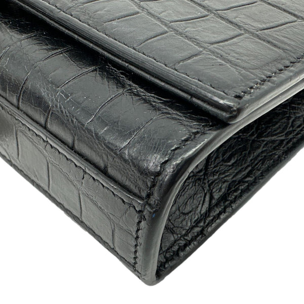 YVES SAINT LAURENT Kate Tassel Crocodile Embossed Leather Crossbody Bag Black