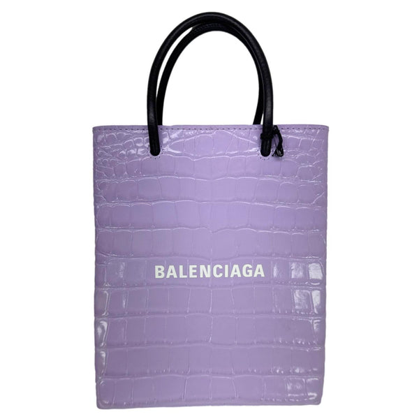 BALENCIAGA Small Leather Shopping Tote Bag Purple