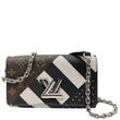 LOUIS VUITTON Twist Studded Calfskin Monogram Canvas Chain Crossbody Bag Black