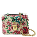 GUCCI Mini Britt Roses Print Leather Crossbody Bag Beige 696180