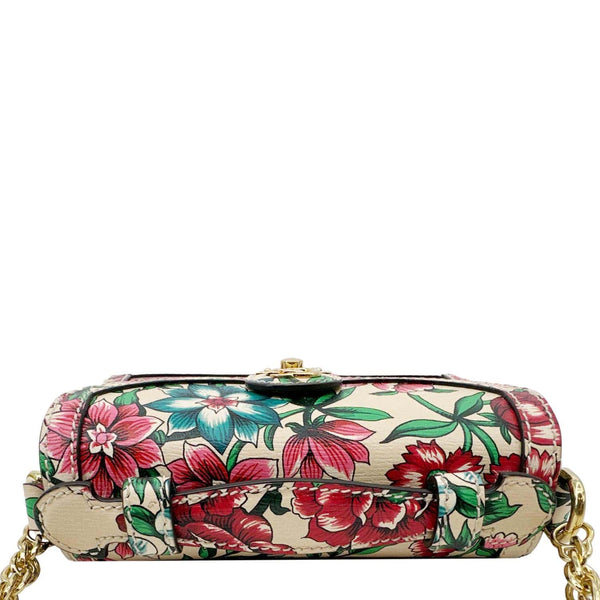 GUCCI Mini Britt Roses Print Leather Crossbody Bag Beige 696180