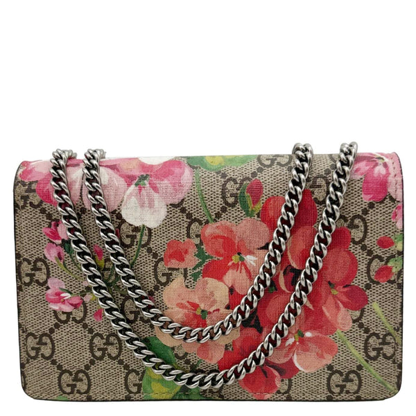 GUCCI Dionysus Super Mini Blooms GG Supreme Canvas Crossbody Bag Beige 476432