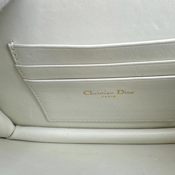 Christian Dior Miss Caro Mini Macrocannage Lambskin Leather Crossbody Bag Off White