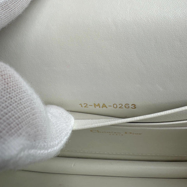 Christian Dior Miss Caro Mini Macrocannage Lambskin Leather Crossbody Bag Off White