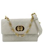 Christian Dior Miss Caro Mini Macrocannage Lambskin Leather Crossbody Bag Off White