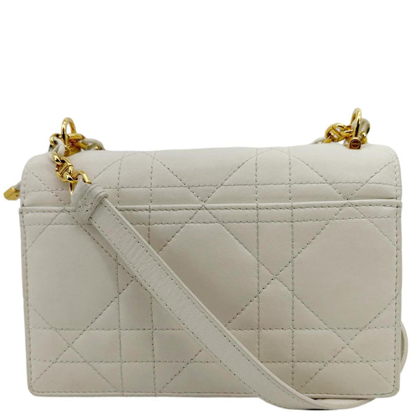 Christian Dior Miss Caro Mini Macrocannage Lambskin Leather Crossbody Bag Off White