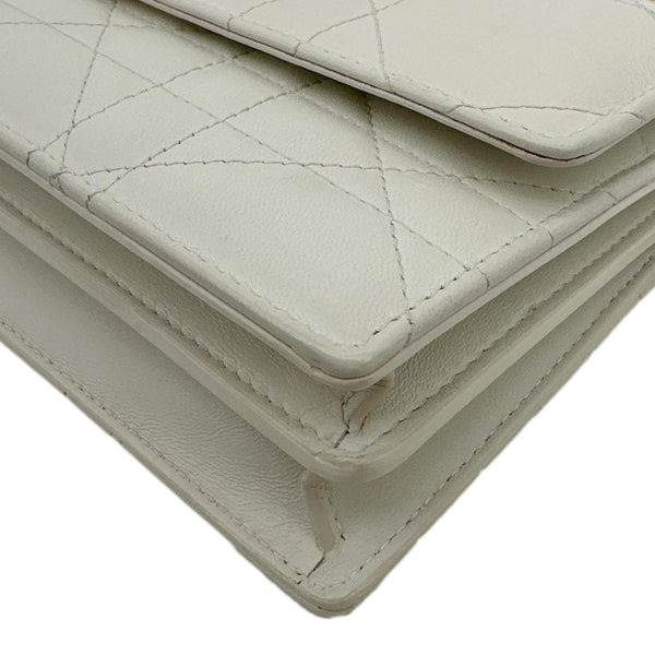 Christian Dior Miss Caro Mini Macrocannage Lambskin Leather Crossbody Bag Off White