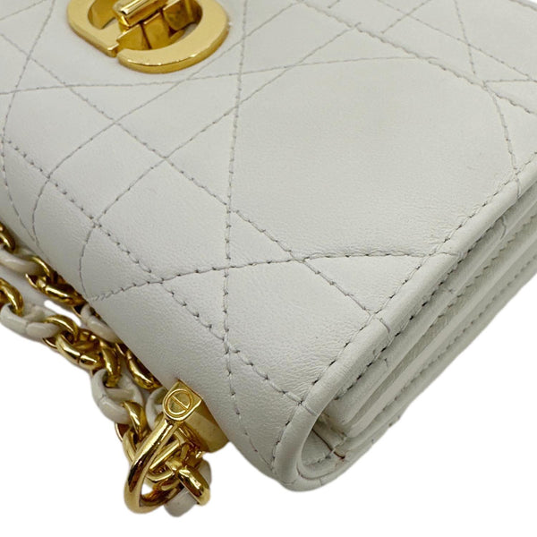 Christian Dior Miss Caro Mini Macrocannage Lambskin Leather Crossbody Bag Off White