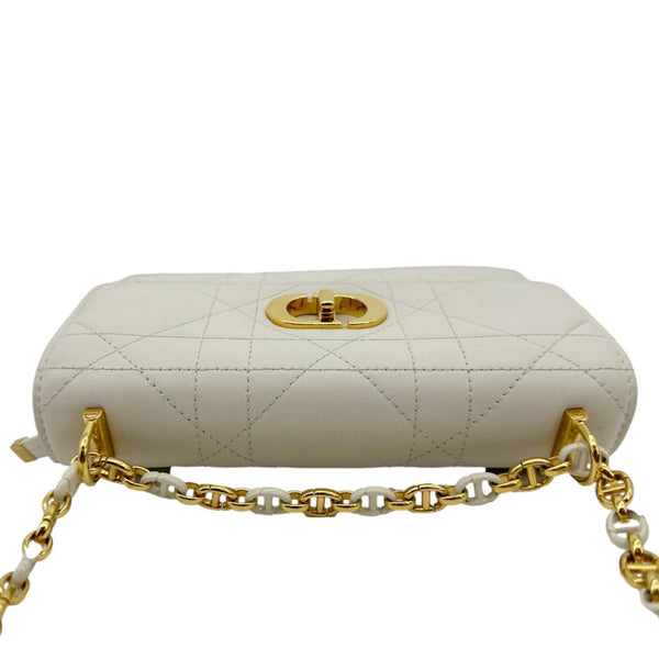 Christian Dior Miss Caro Mini Macrocannage Lambskin Leather Crossbody Bag Off White