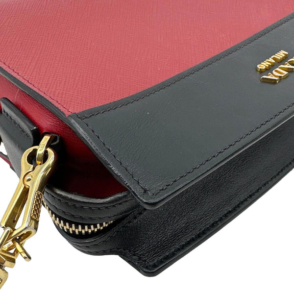 PRADA Esplanade Saffiano City Calfskin Leather Crossbody Bag Red